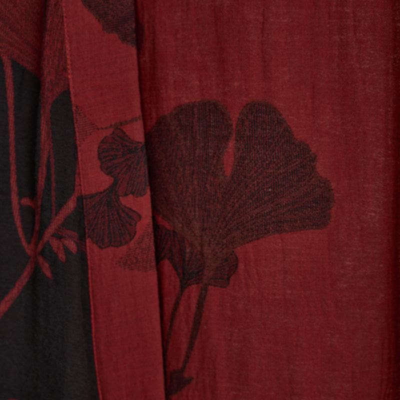 Katoenen Kimono met Groot Ginkgo Bladmotief – Dubbellaags Gaasweefsel Ochtendjas voor Dames en Heren Badstof Huisjas | Sulvida