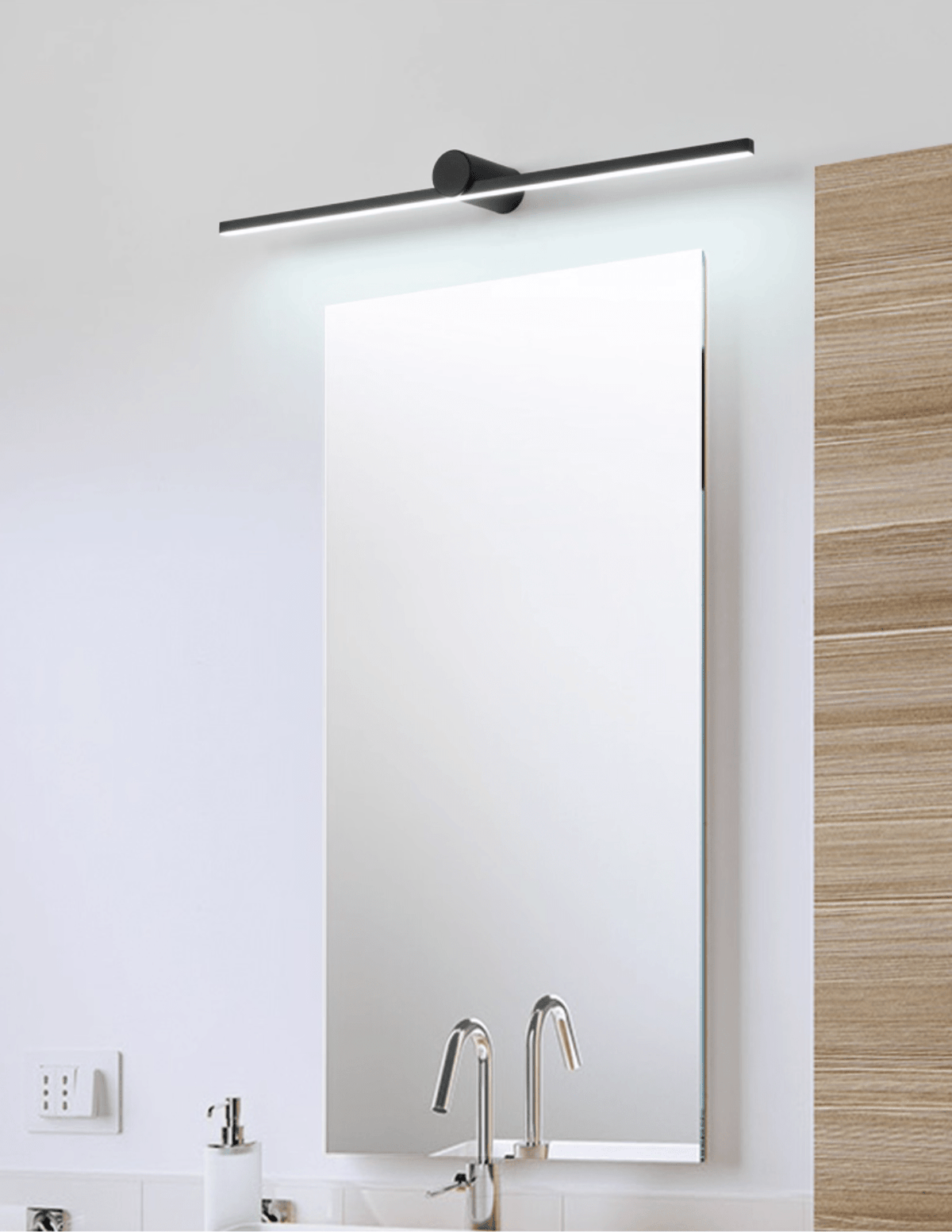 Oplaadbare Wandlamp Zwart met Afstandsbediening 60 80 100 120cm LED Dimbaar Boven Spiegel Badkamer Verlichting | Sulvida