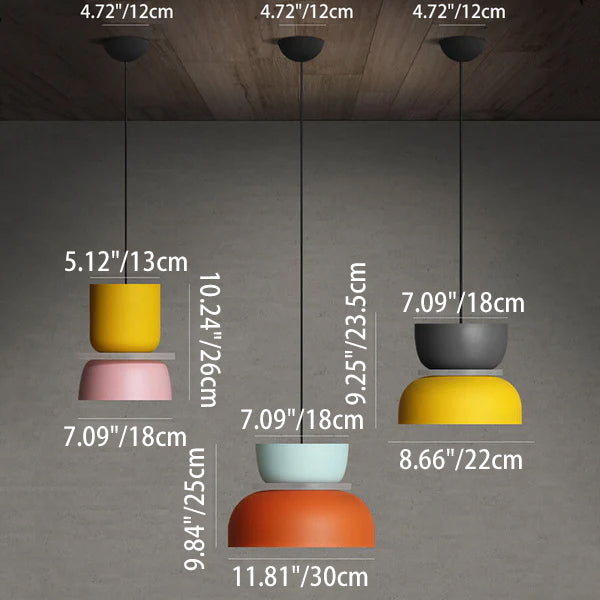 Metalen Hanglamp met Kleurrijke Macaronkap Eén Lichtpunt Modern Design Plafondverlichting voor Eetkamer Woonkamer | Sulvida