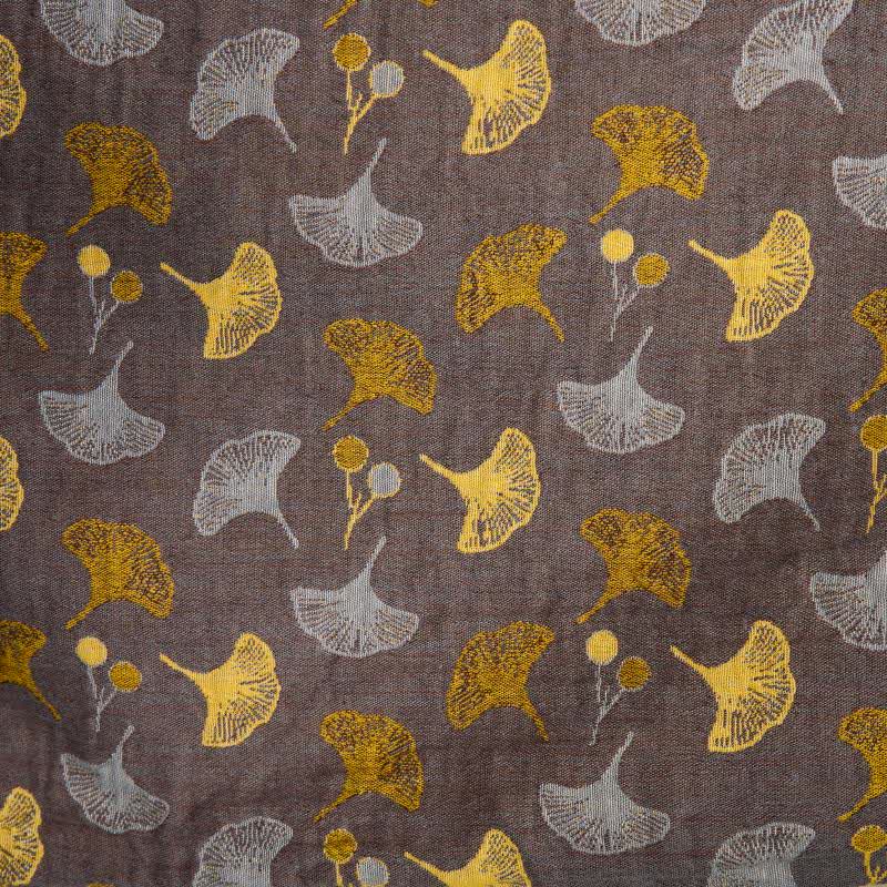 Katoenen Kimono Badjas met Ginko-Motief – Tweekleurige Ochtendjas van Ademende Katoenen Gaas – Unisex Nachtjapon met Verstelbare Taille voor Dames en Heren | Sulvida
