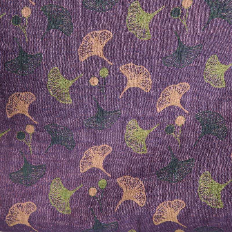 Katoenen Kimono Badjas met Ginko-Motief – Tweekleurige Ochtendjas van Ademende Katoenen Gaas – Unisex Nachtjapon met Verstelbare Taille voor Dames en Heren | Sulvida