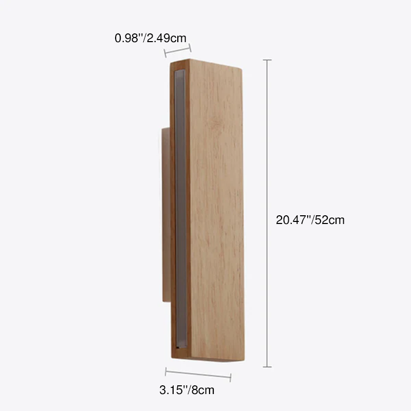 Houten wandlamp rechthoekig draaibaar met LED verlichting voor slaapkamer woonkamer gang modern design 22-52 cm | Sulvida