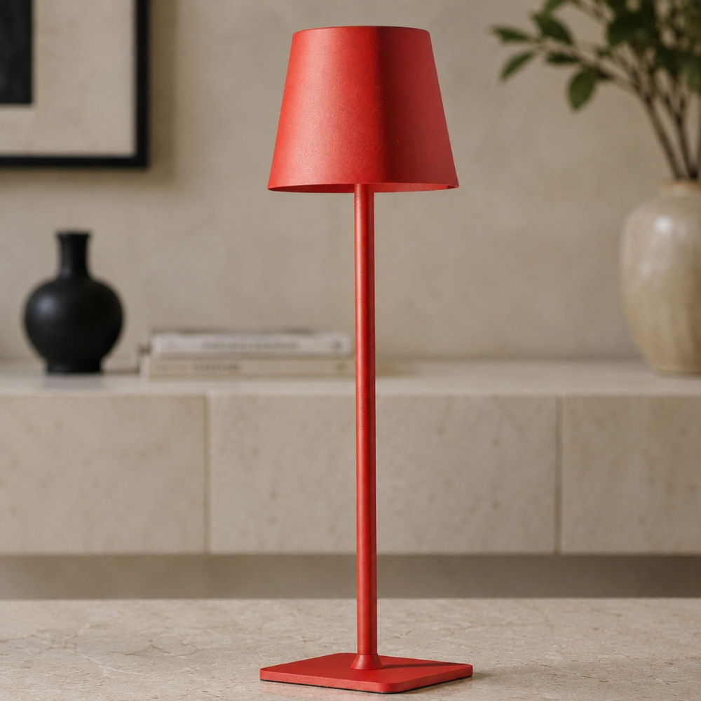 Draadloze Oplaadbare Tafellamp Dimbaar Touch 38cm Metaal LED Sfeerlamp Cordless Binnen Buiten Terras | Sulvida