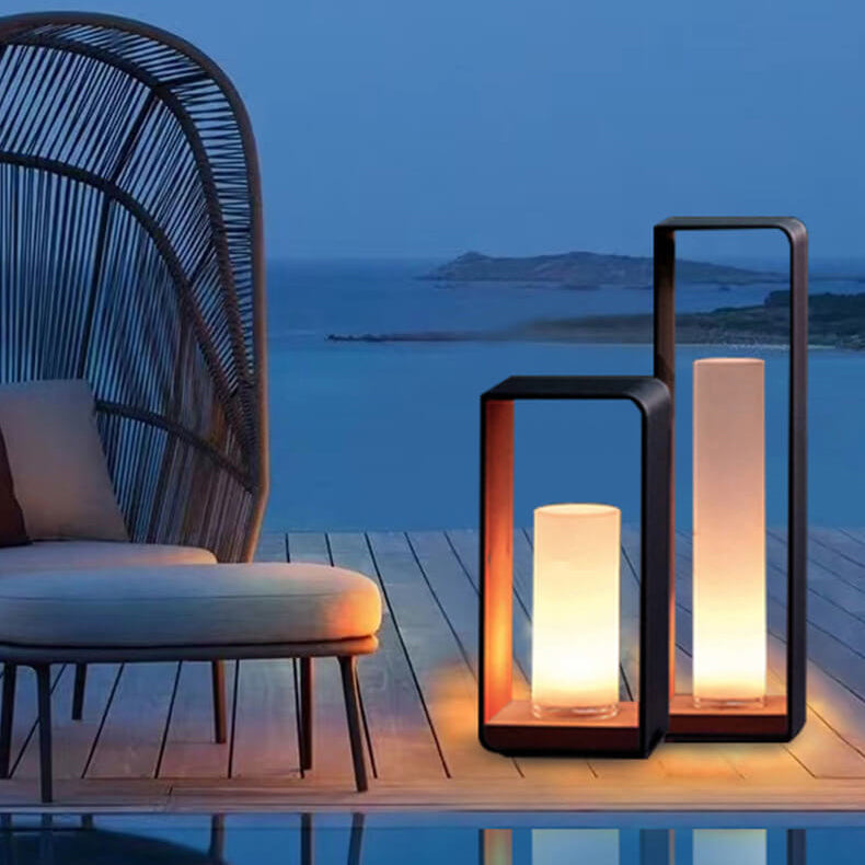 Tuinverlichting LED Vierkant Zwart RVS Acryl Frame Paal Lichtpunt Terras Pad Verlichting Outdoor 30-60cm | Sulvida