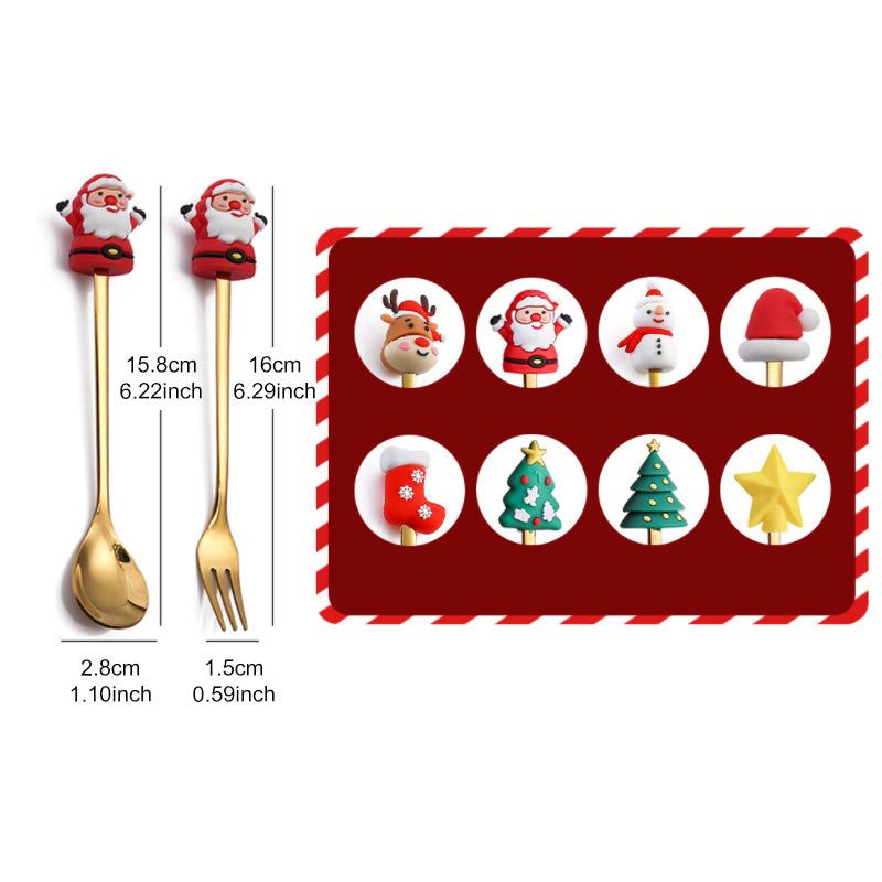 Feestelijk Bestek Set met Kerstthema Roestvrijstalen Vork Lepel Mes Tafelbestek Kerstdiner Decoratie | Sulvida