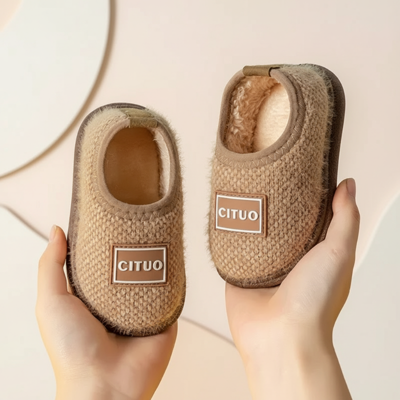 Chaussons d’hiver pour enfants doublés en polaire, avec semelle antidérapante, chauds et doux, rose, vert, marron, 12-18 mois, chaussures pour bébé | Sulvida