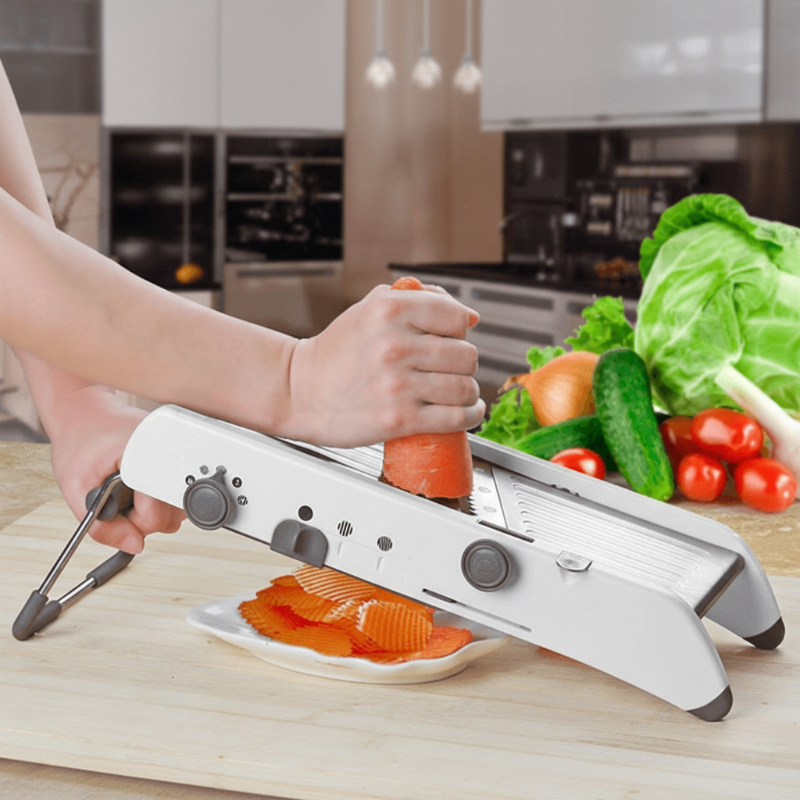 Mandoline coupe-légumes 18 pièces avec épaisseur réglable, lames en acier inoxydable, ustensile de cuisine polyvalent | Sulvida