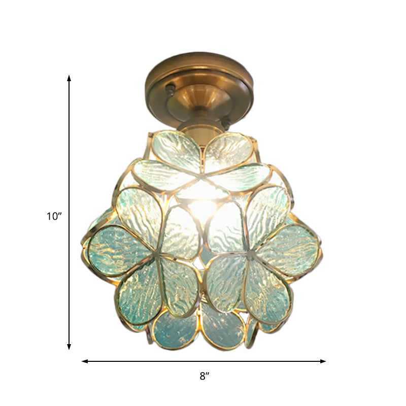 Glazen plafondlamp bloemmotief retro stijl semi-flush ceiling light hallampen glas plafondverlichting | Sulvida