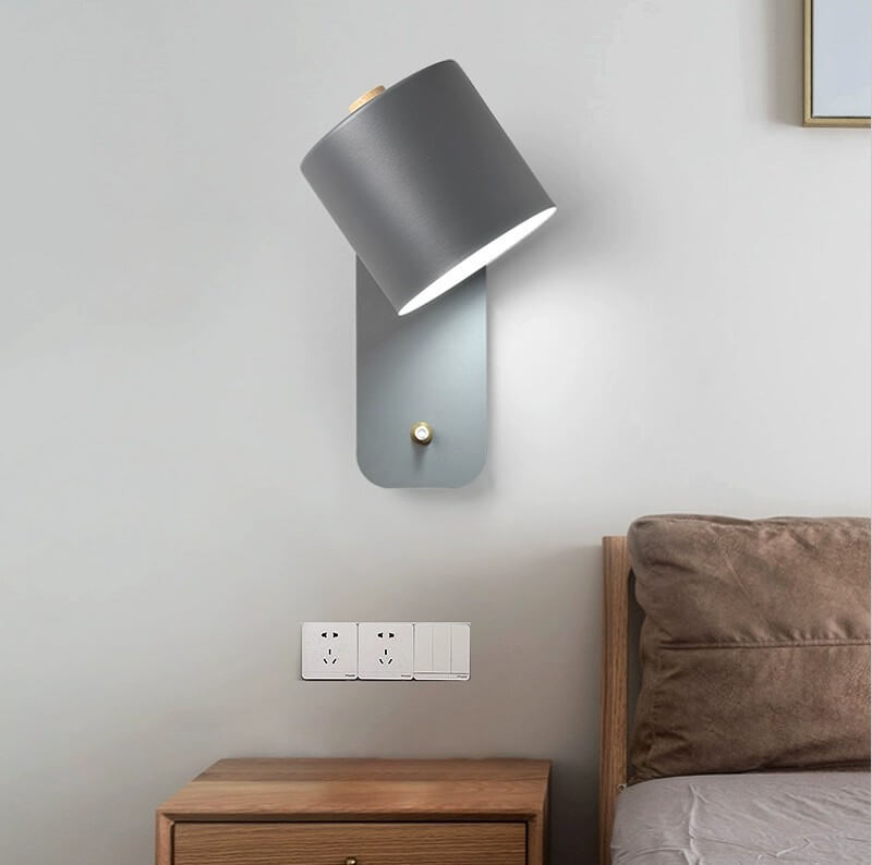 Draaibare wandlamp cilindervorm metaal modern design woonkamer slaapkamer bedlamp wandverlichting E26 fitting | Sulvida