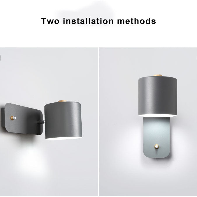 Draaibare wandlamp cilindervorm metaal modern design woonkamer slaapkamer bedlamp wandverlichting E26 fitting | Sulvida