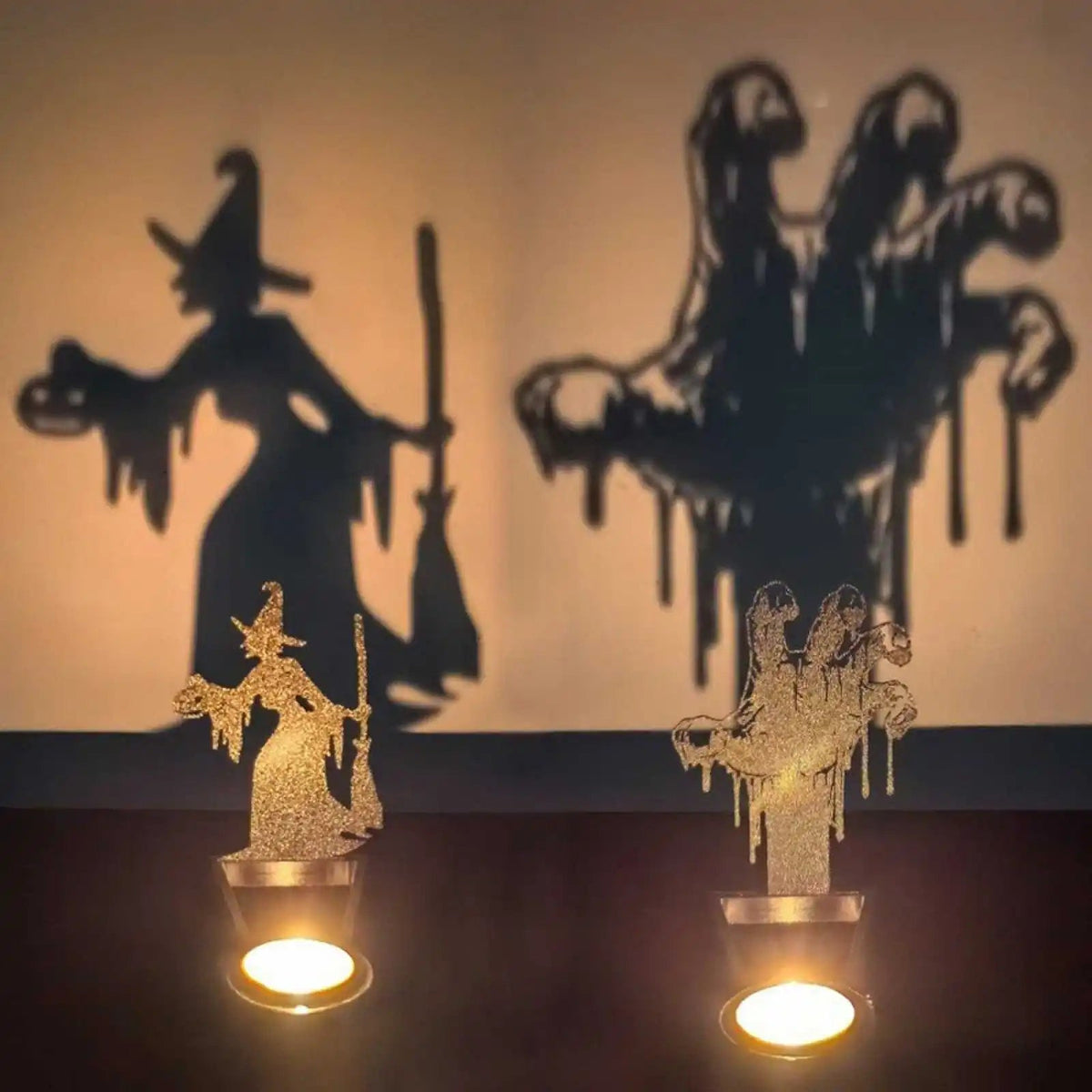 Kandelaar Metaal Zwart Sculptuur Halloween Decoratie Tafelkandelaar Sfeerlicht Woonkamer Sfeerverlichting | Sulvida