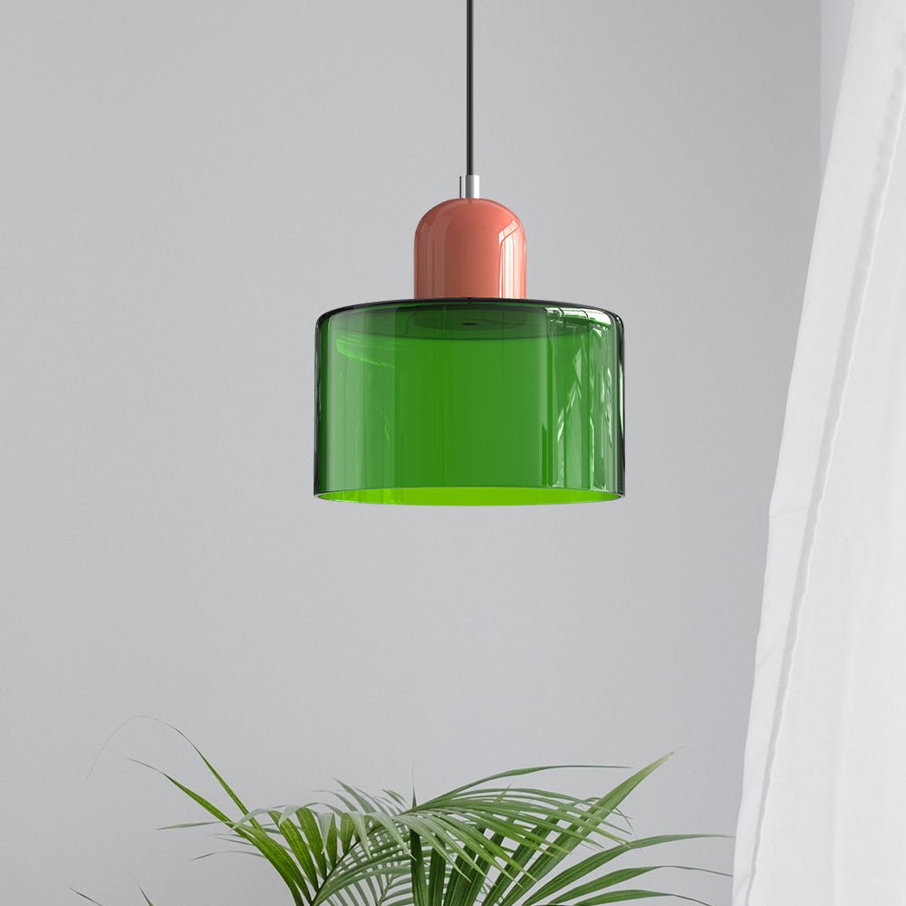Glazen Hanglamp Bauhaus Stijl E27 Fitting Gekleurde Kap Eetkamer Interieur Designverlichting Woonkamer | Sulvida