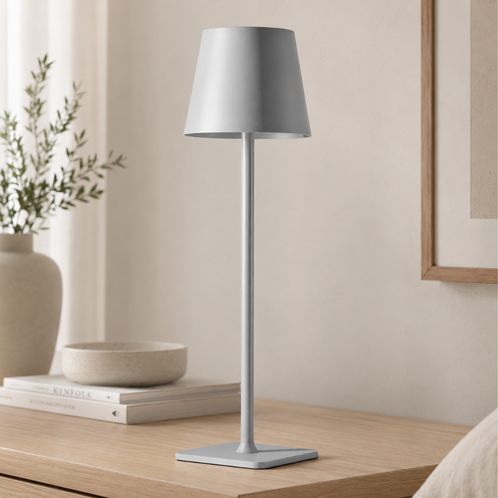 Draadloze Oplaadbare Tafellamp Dimbaar Touch 38cm Metaal LED Sfeerlamp Cordless Binnen Buiten Terras | Sulvida