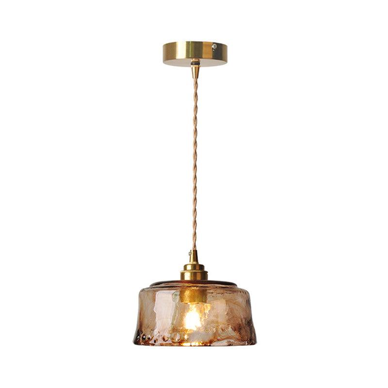 Hanglamp Glas Amber Messing Eettafel Verlichting Eetkamer Woonkamer Luxe Sfeerverlichting Rond 16 cm | Sulvida