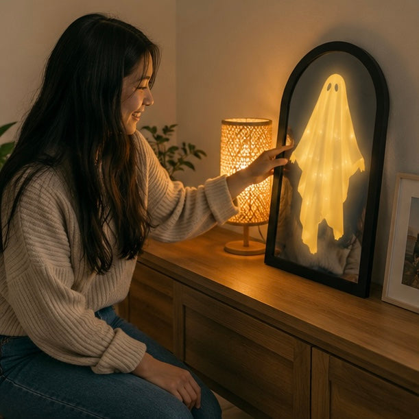 Spookspiegellijst met LED-verlichting - Holografisch Spookeffect voor Halloween Decoratie en Feestversiering | Sulvida