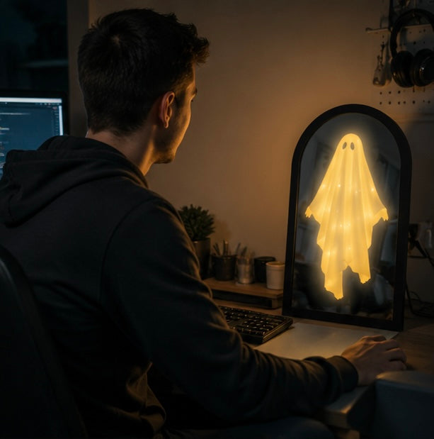Spookspiegellijst met LED-verlichting - Holografisch Spookeffect voor Halloween Decoratie en Feestversiering | Sulvida