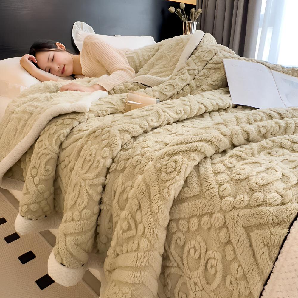 Dubbellaagse Sherpa Plaid Mandala Design met Fluweeltouch Decoratief Woonplaid voor Bank en Bed Luxe Deken | Sulvida