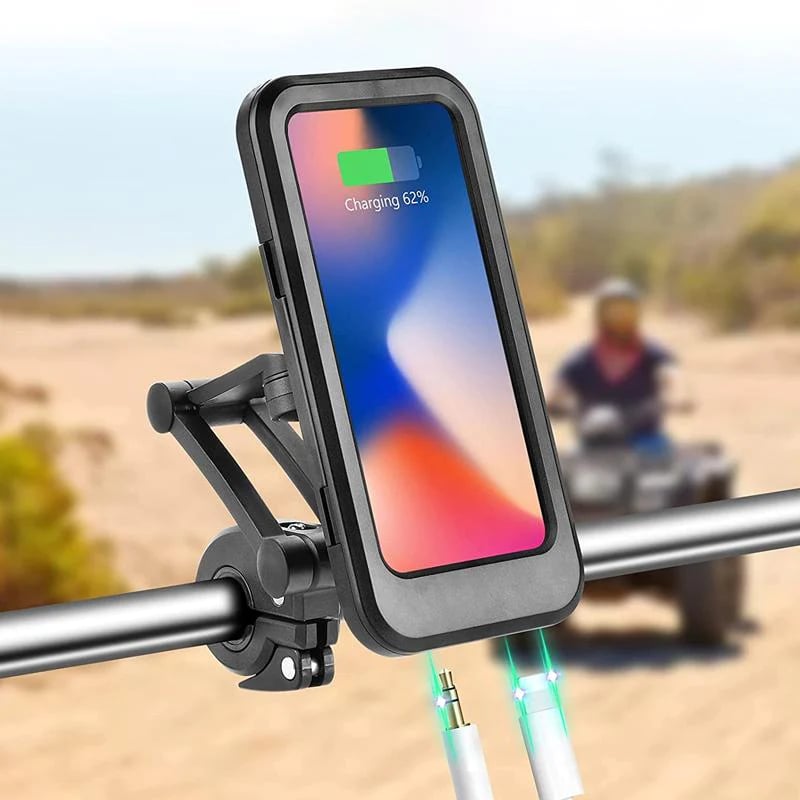 Waterdichte telefoonhouder fietsenstuur met oplaadmogelijkheid powerbank 5000 mAh 15W USB voor smartphone | Sulvida