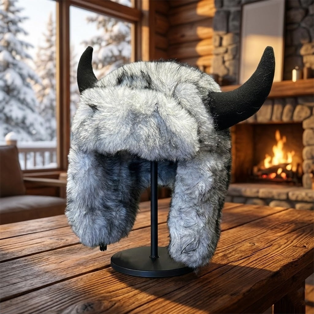 Viking Hoorn Bont Winter Trapper Hoed met Nepbont Voering Warm Wintersport Accessoire Unisex Outdoor Sneeuw | Sulvida
