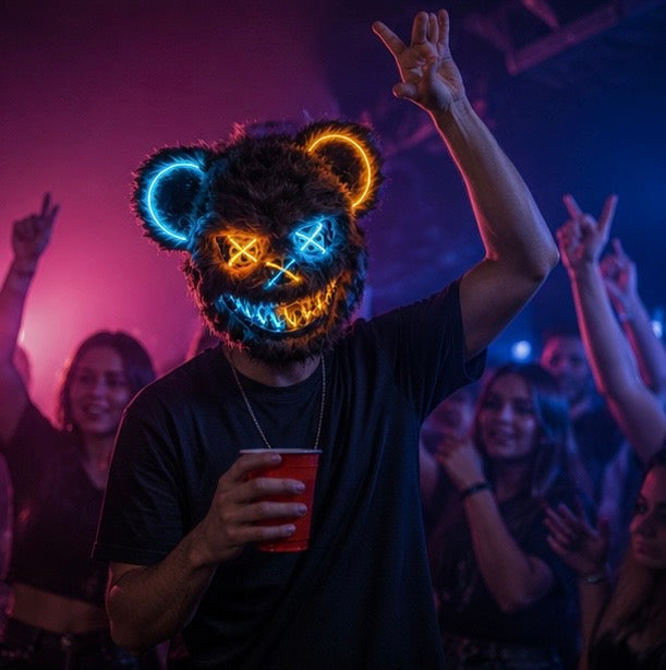 LED Verlichte Horrormask Beer Griezelig Carnavalsmasker Feestdecoratie Cosplay Halloween Props Verkleedpartij | Sulvida