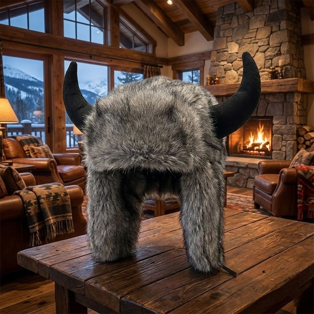 Viking Hoorn Bont Winter Trapper Hoed met Nepbont Voering Warm Wintersport Accessoire Unisex Outdoor Sneeuw | Sulvida