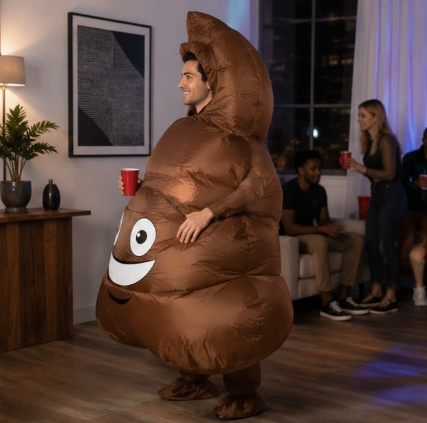 Opblaasbaar Emoji Kostuum – Humoristische Verkleedoutfit voor Feestjes, Halloween, Carnaval en Themafeesten | Sulvida