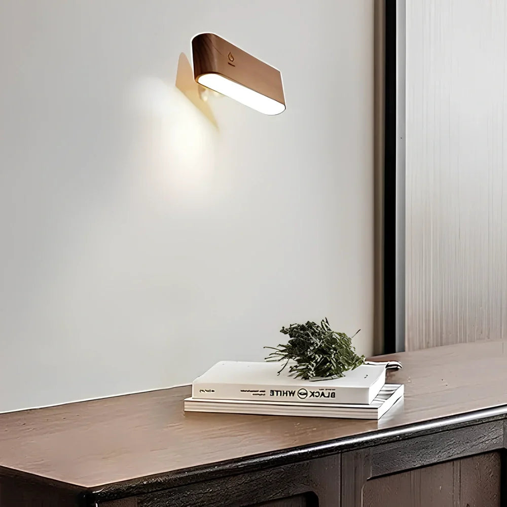 Draaibare Wandlamp Magnetisch Oplaadbaar met 360° Verstelbare Lampkop Touch Dimbaar Hout Design 3W LED Sfeerlicht | Sulvida