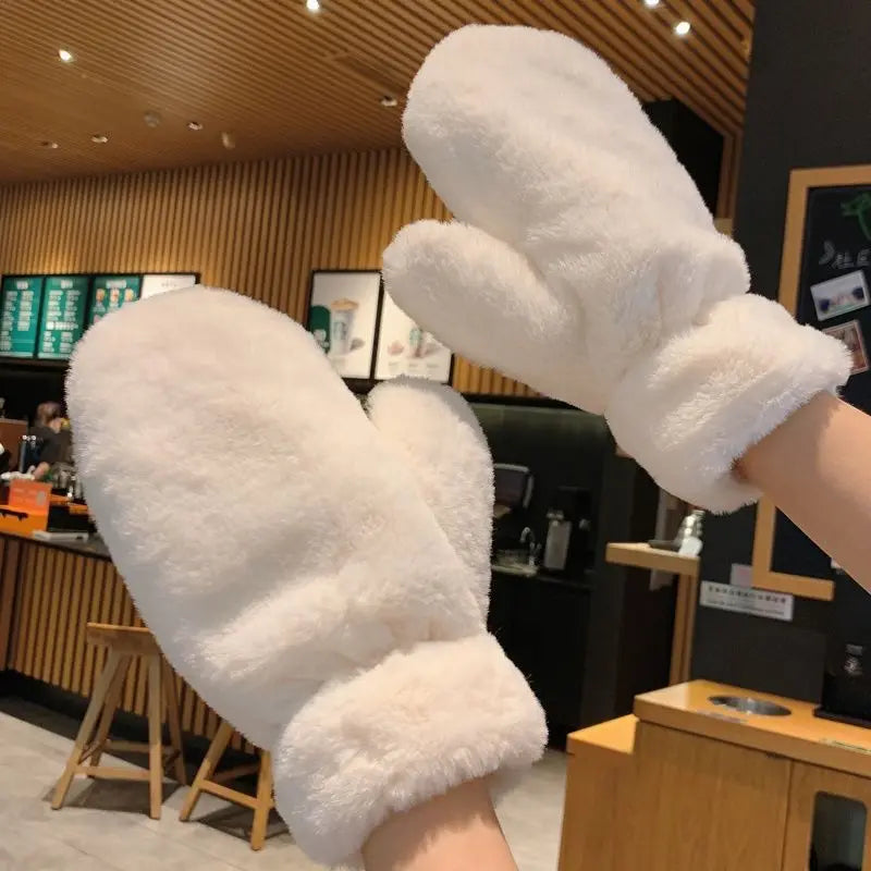Pluche Winterhandschoenen Warm & Zacht Fluffy Wanten Voor Dames Heren Dikke Fleece Outdoor Handschoenen | Sulvida
