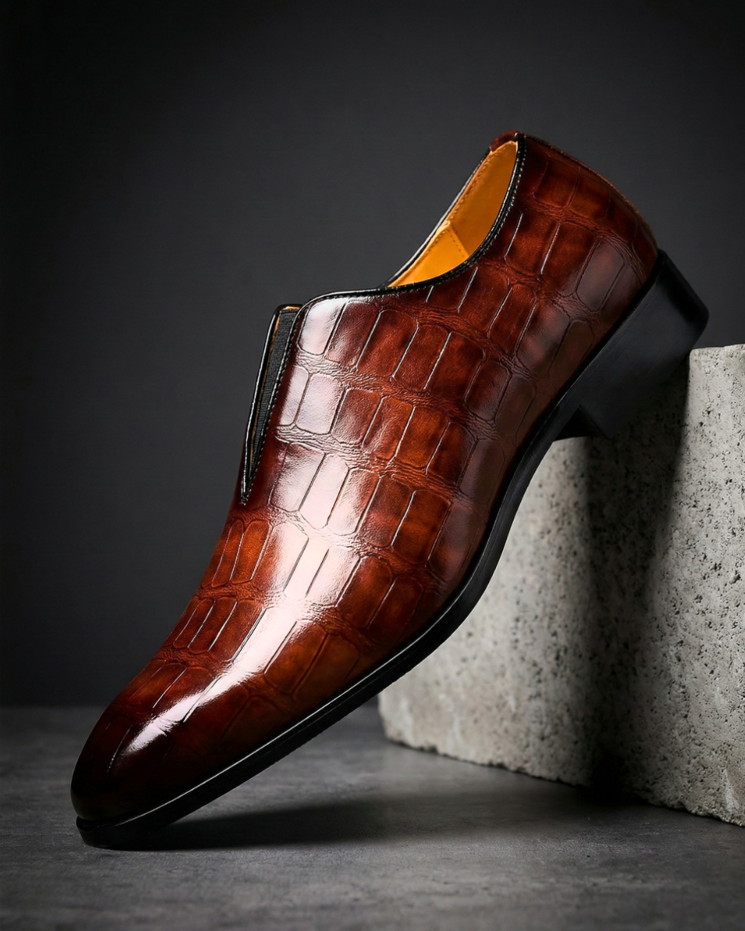 Leren Instapper Heren Crocoprint Gepolsterde Binnenzool Casual Zakelijk Klassieke Loafer Comfortschoenen | Sulvida