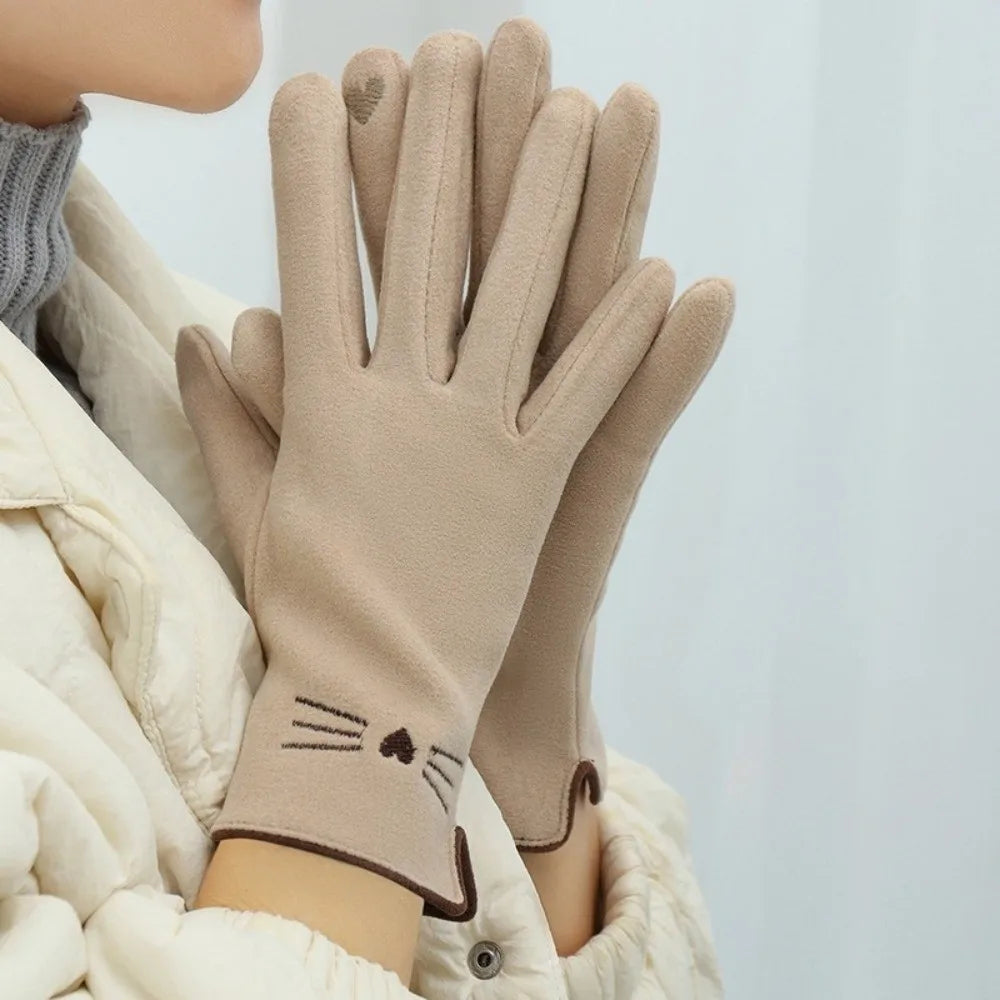 Touchscreen Handschoenen voor Dames met Kattenprint – Warme Winterhandschoenen voor Smartphone en Tablet | Sulvida
