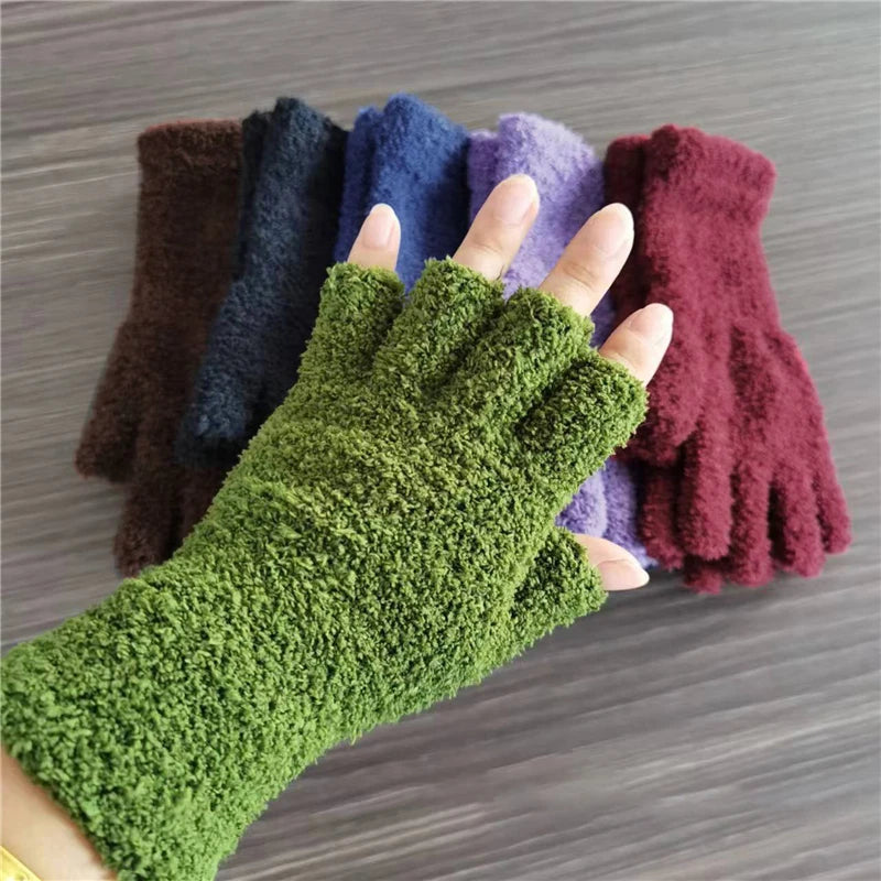 Gebreide Vingerloze Handschoenen – Warme Halfvingerhandschoenen voor Winter – Zachte Fleece Voering Dames | Sulvida