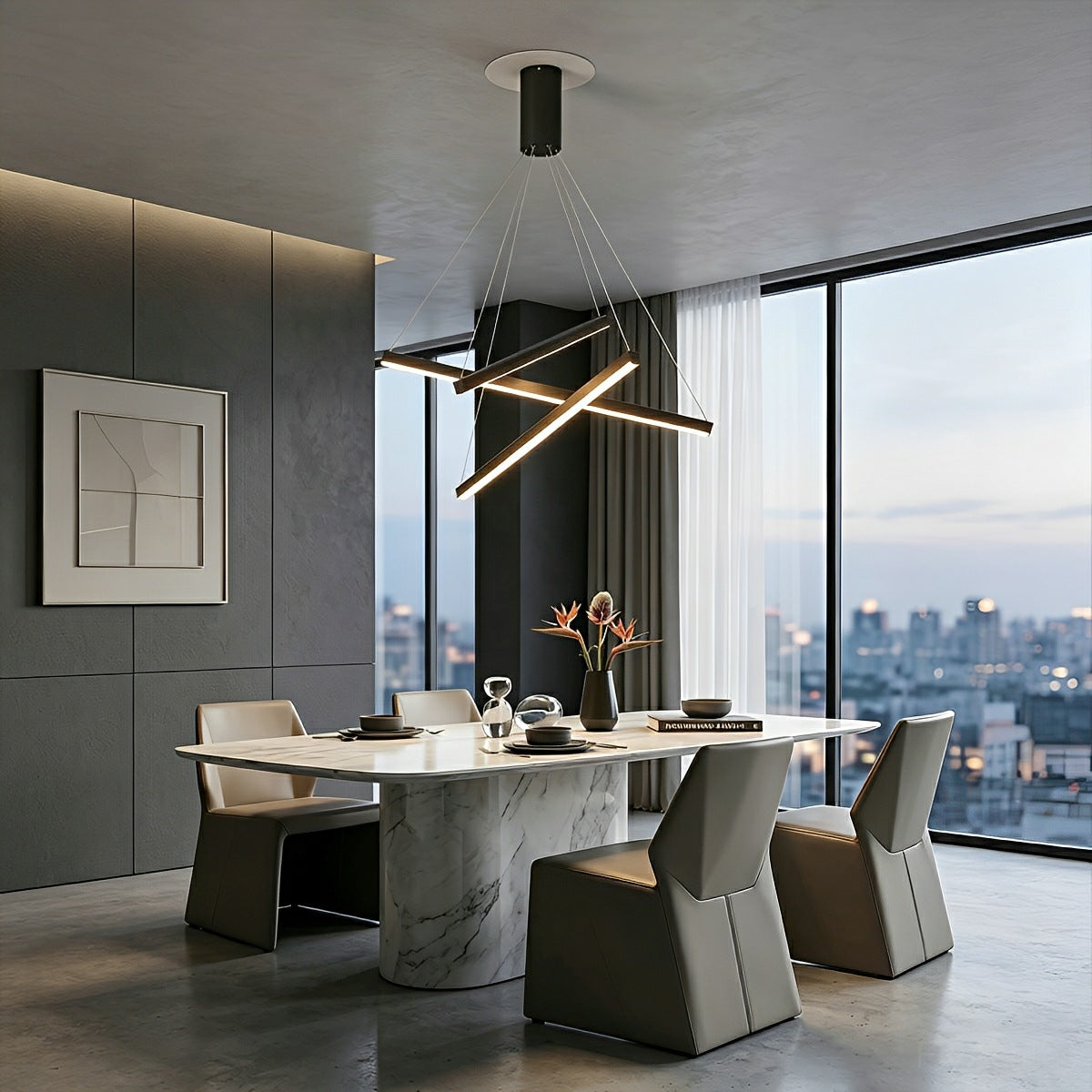 Geometrische Trapsgewijze Dimbare LED Hanglamp Zwart Modern Design met Afstandsbediening voor Woonkamer | Sulvida