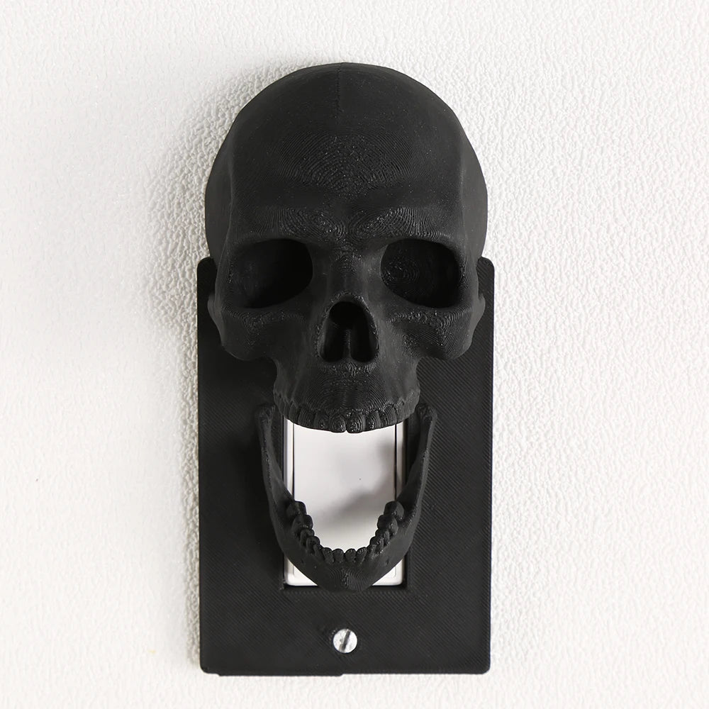 Schakelaar Afdekplaat Schedel 3D Zwart Gothic Wandschakelaar Cover Mysterieus Interieur Decoratief Design | Sulvida