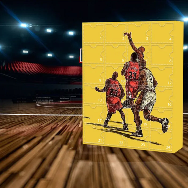 Calendrier de l’Avent de basketball avec 24 surprises, collection d’ornements et de souvenirs sur le thème de la NBA pour les fêtes | Sulvida