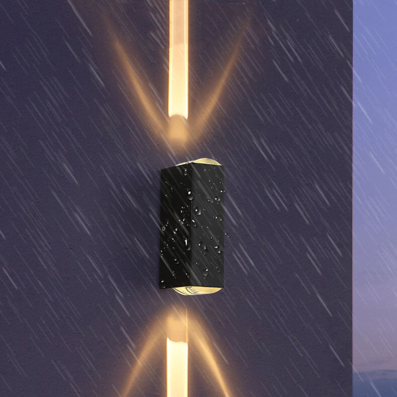 LED Buitenwandlamp Aluminium Rechthoekig Zwart Updown Modern voor Terras Gevel Tuinverlichting Waterdicht | Sulvida