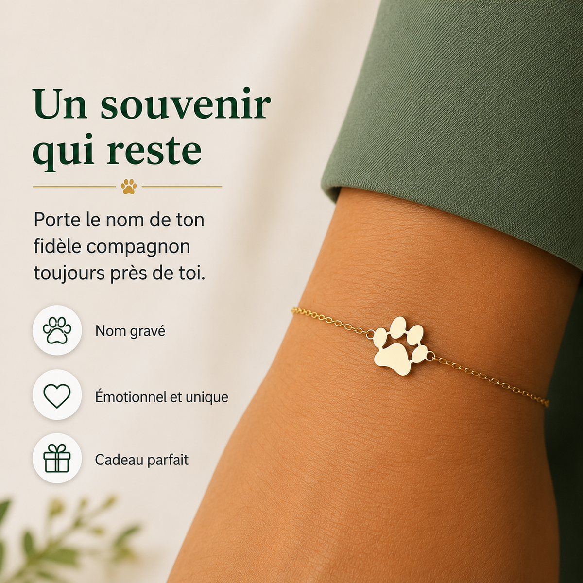 Gepersonaliseerde Armband met Hondenpootafdruk Verstelbaar Roestvrij Staal Zilver Goud Rosé Hondenliefhebber | Sulvida