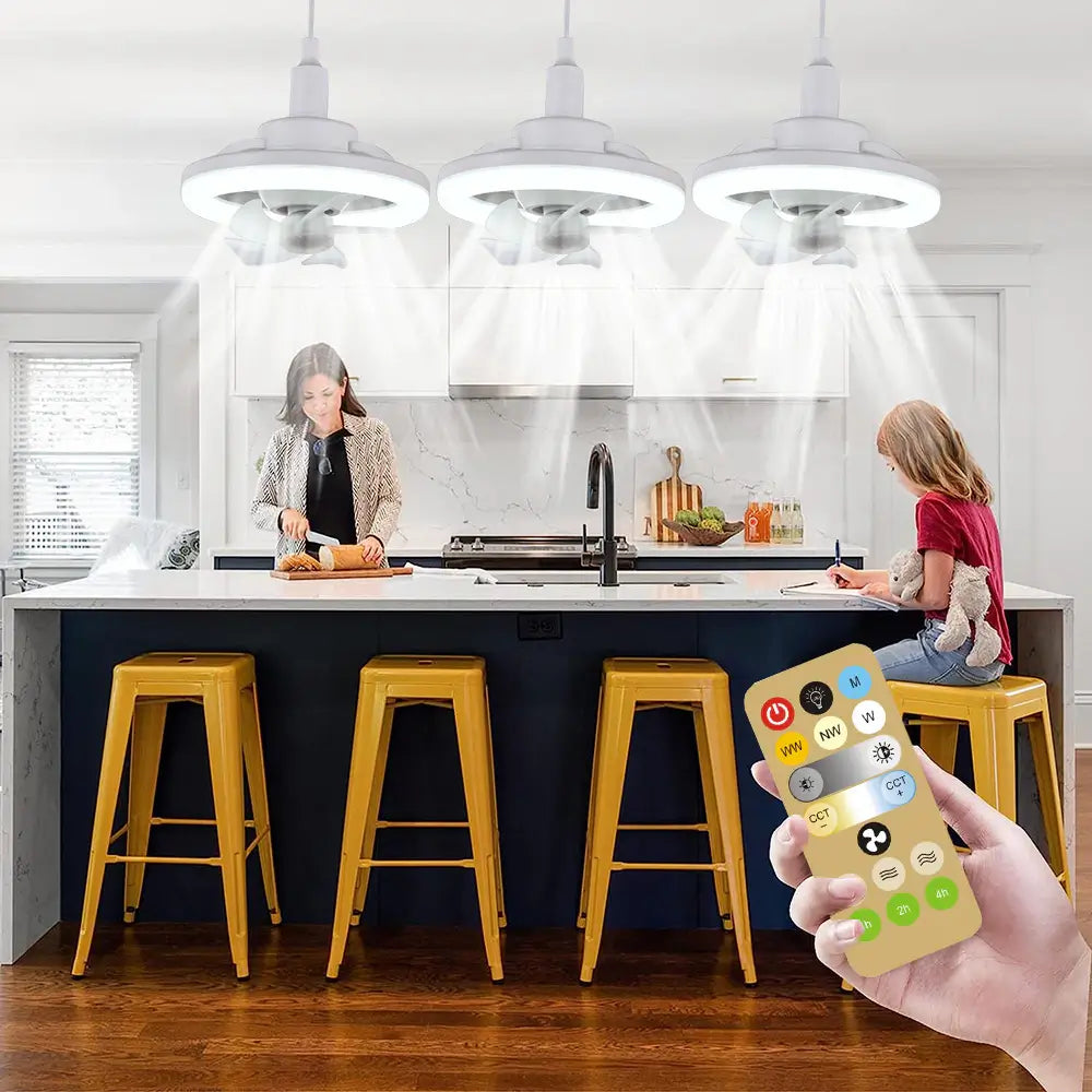 Ventilator Plafondlamp met 360° Draaibare Koppen en Dimfunctie voor Optimale Luchtcirculatie en Sfeer | Sulvida