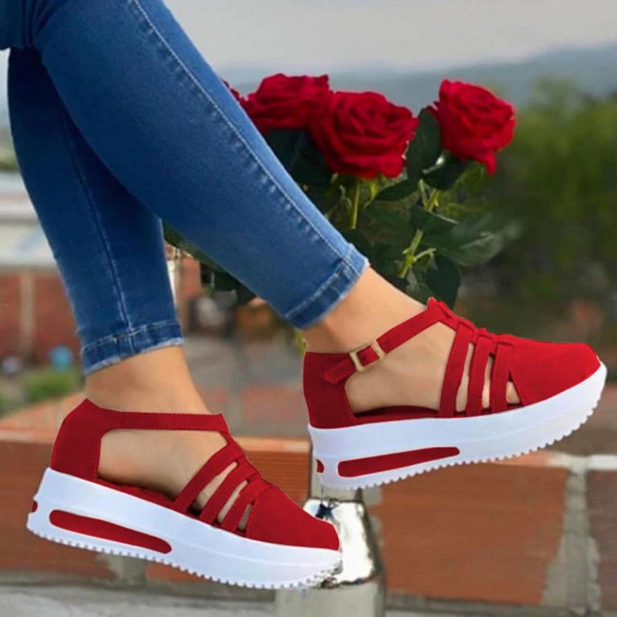 Comfortabele Dames Sandalen met Middelhoge Hak Dikke Zool Ademend PU Leer Zomerschoenen Elegant Design | Sulvida