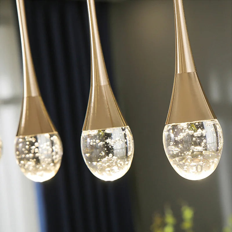 Glazen Hanglamp Druppelvorm met Warm Licht 5W-25W Hoogte 200cm Modern Design voor Eetkamer Woonkamer | Sulvida