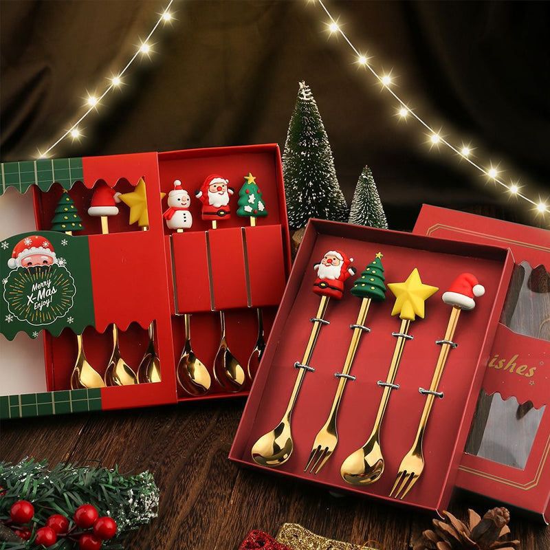 Feestelijk Bestek Set met Kerstthema Roestvrijstalen Vork Lepel Mes Tafelbestek Kerstdiner Decoratie | Sulvida