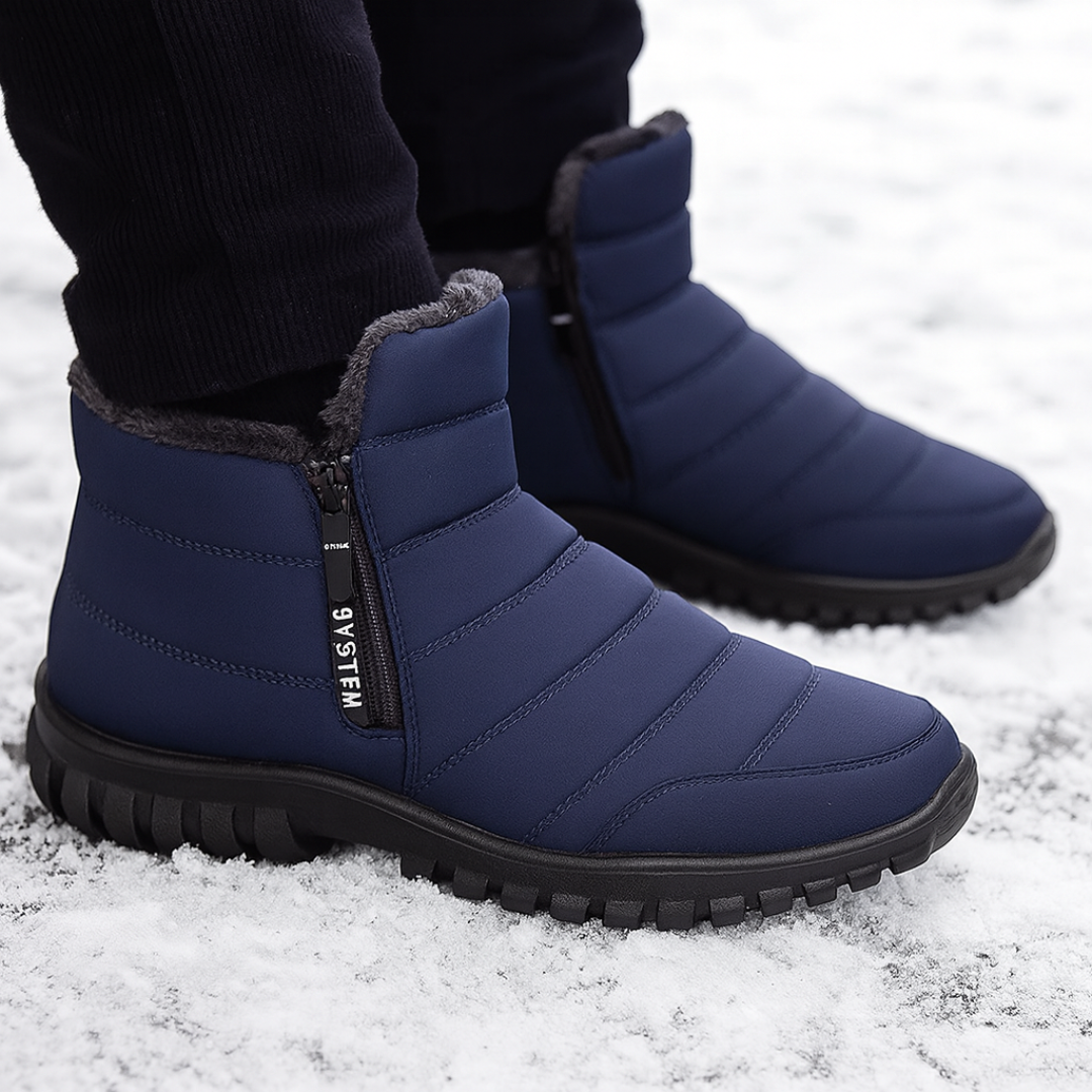 Waterdichte Herenlaarzen Winter Rits Warm Voering Antislip Zool Sneeuwlaarzen Hoog Schaap Outdoor Wandelen | Sulvida
