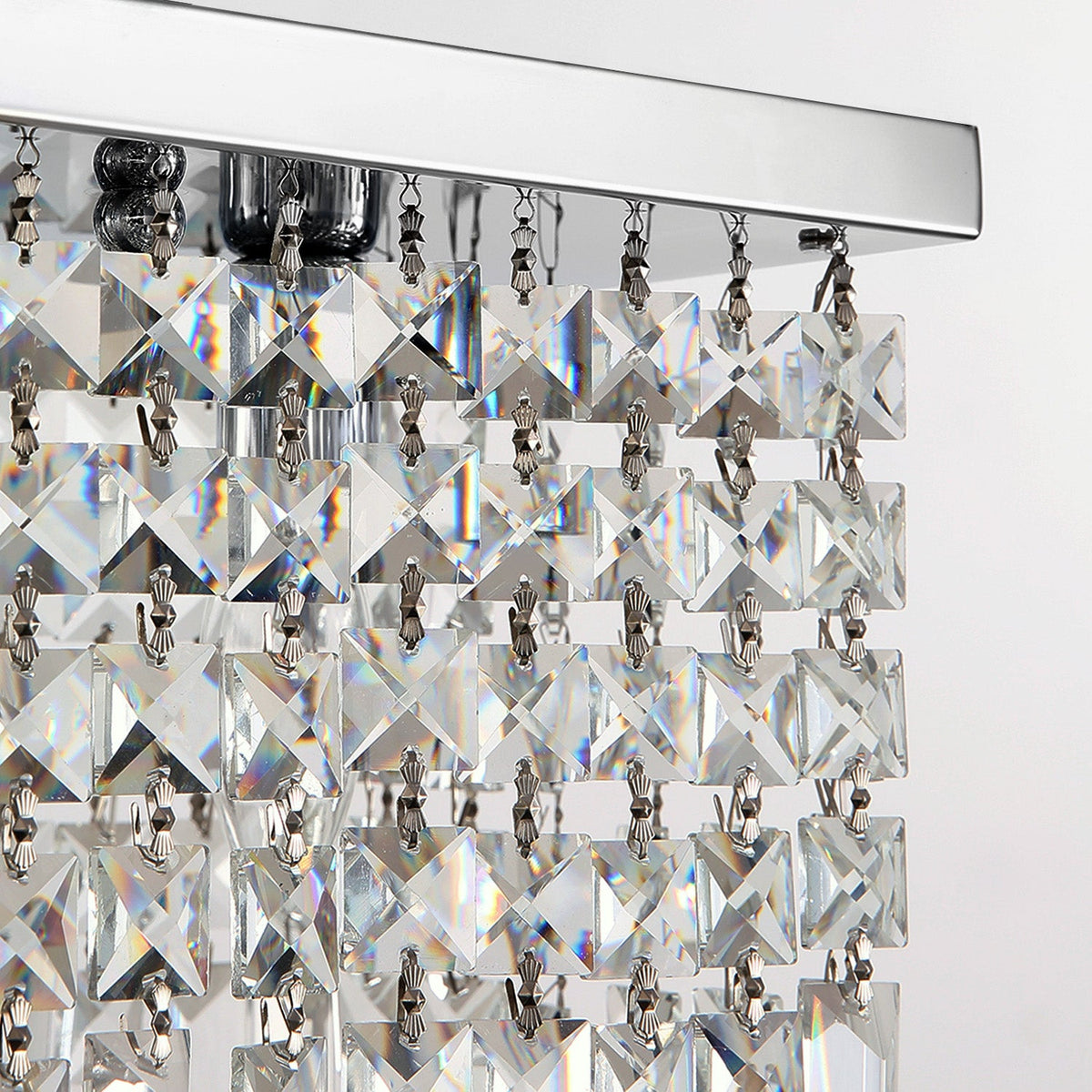 Rechthoekige kristallen kroonluchter lineair design eetkamer woonkamer keuken modern staal glas 4-6 lichtpunten | Sulvida