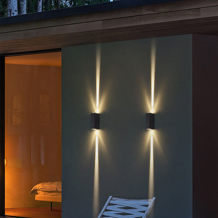 LED Buitenwandlamp Aluminium Rechthoekig Zwart Updown Modern voor Terras Gevel Tuinverlichting Waterdicht | Sulvida