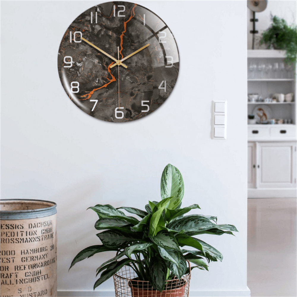 Ronde Wandklok Luxe Gouden Accent Moderne Tijdweergave Stille Uurwerk Klokken Wanddecoratie Interieur Kleur Grijs | Sulvida
