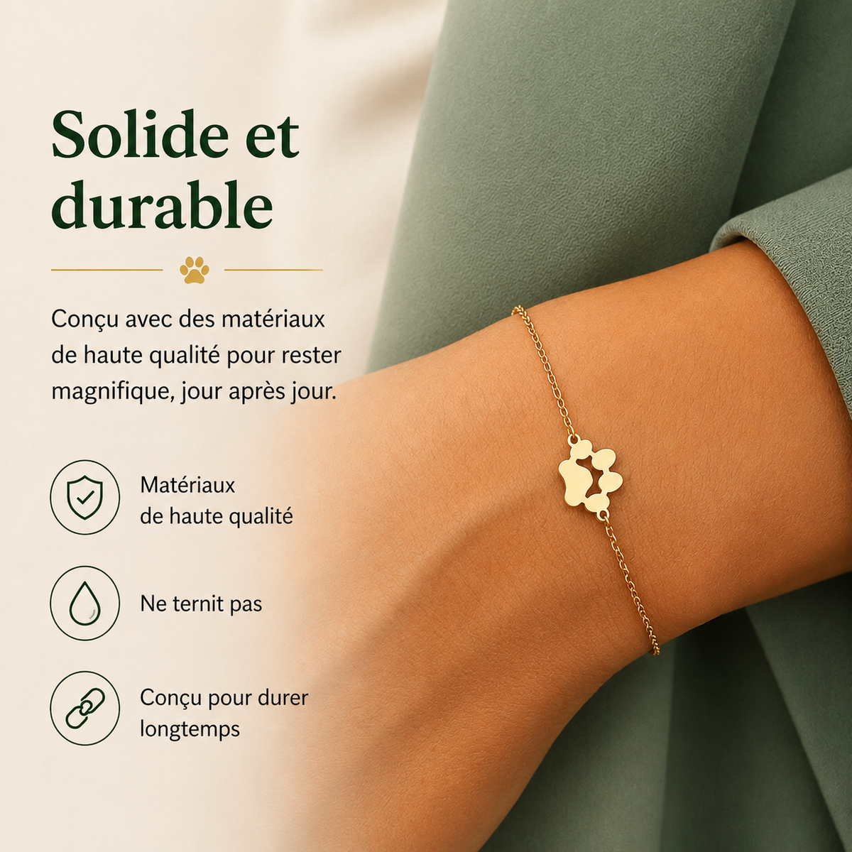 Gepersonaliseerde Armband met Hondenpootafdruk Verstelbaar Roestvrij Staal Zilver Goud Rosé Hondenliefhebber | Sulvida