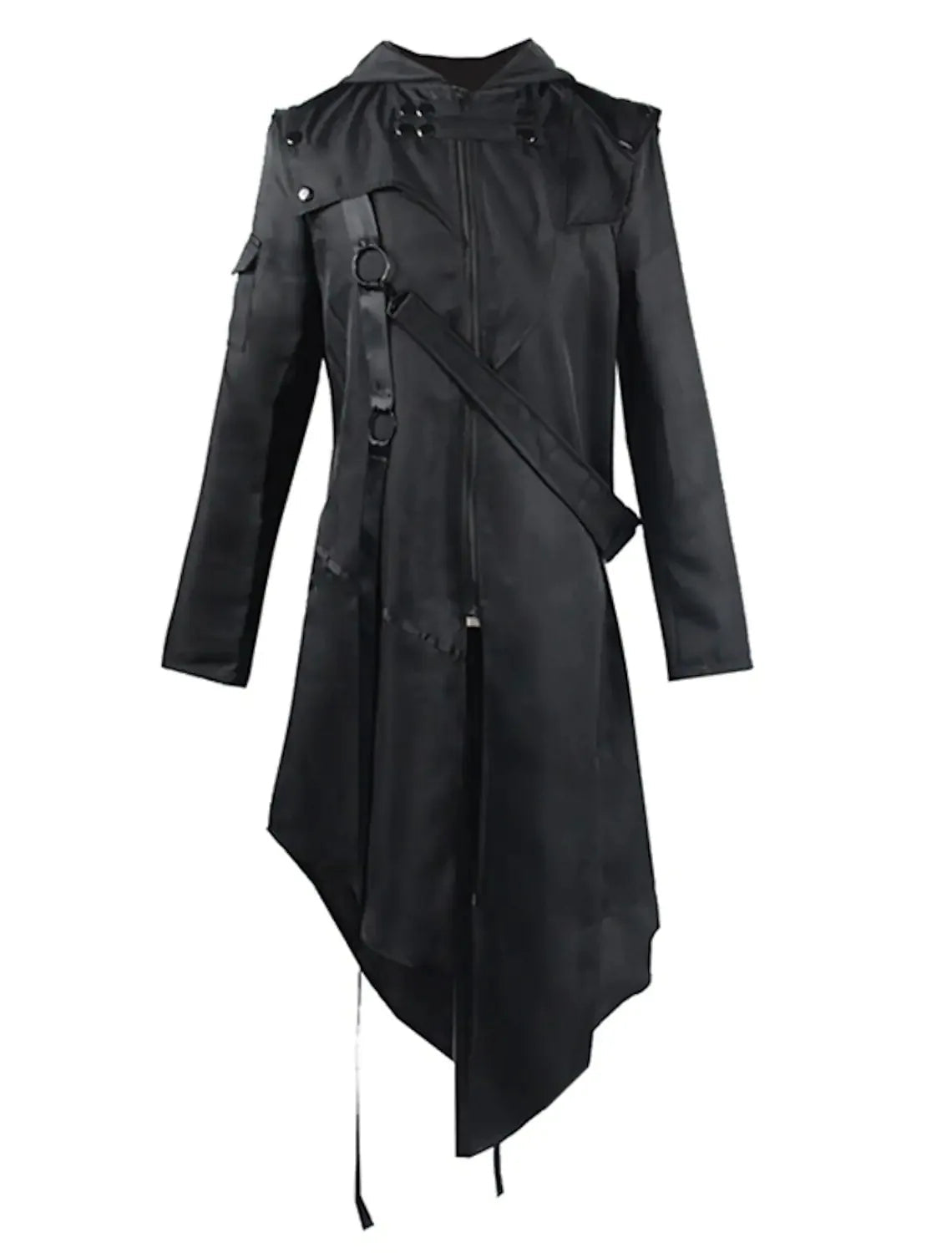 Gothische Lange Jas met Split Rugpand Middeleeuwse Stijl Zwart Leer Heren Cosplay Kostuum Feest Gothic | Sulvida