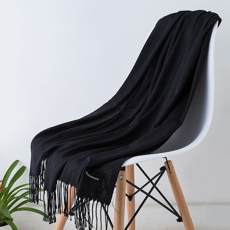 Écharpe en cachemire 200x70cm, châle haut de gamme et accessoire d’hiver chaud pour femme et homme, à franges, unisexe, 10 coloris | Sulvida