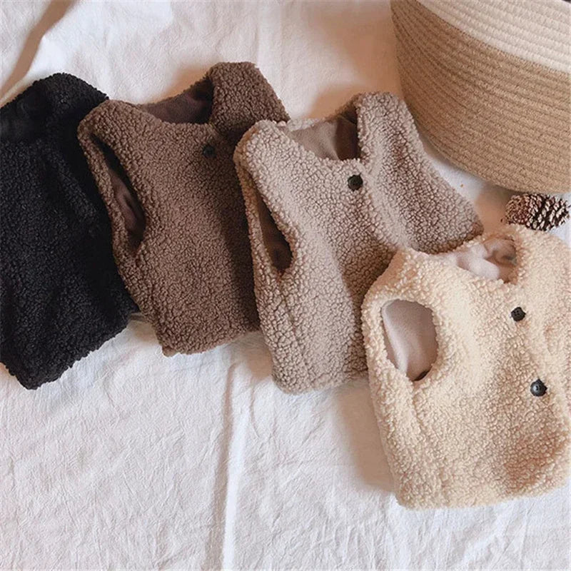Kindervestje Teddyvacht Wol Winter Bodywarmer Jongens Meisjes 1-6 Jaar Knuffelzacht Warm Mouwloos Gilet | Sulvida