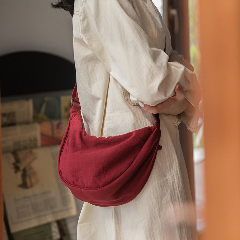 Halvemaanvormige Schoudertas Kunstleer Chic Design Dames Handtas Elegante Everyday Bag Vintage Stijl Mode | Sulvida