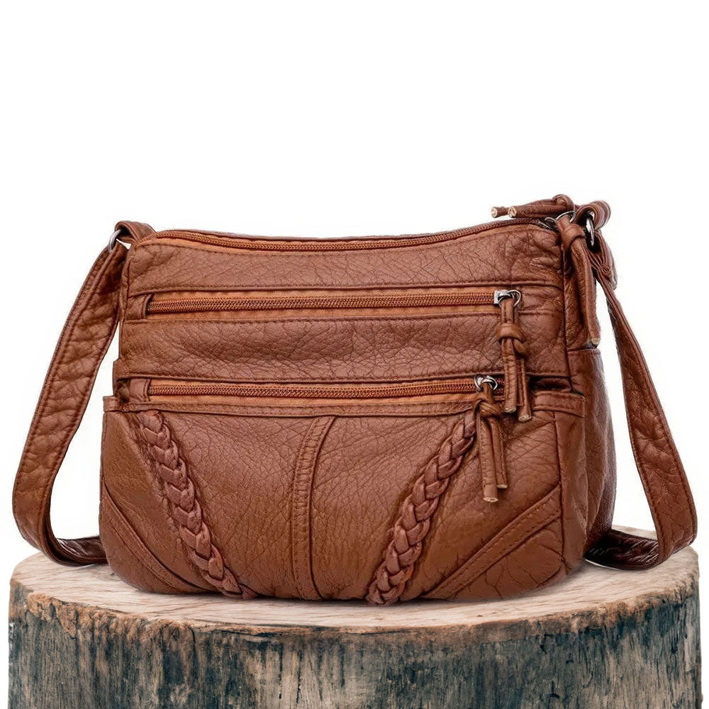 Elegante Schoudertas Dames Bruin Zwart Crossbody Kunstleer Klassiek Design Dagelijks Gebruik Stijlvol | Sulvida